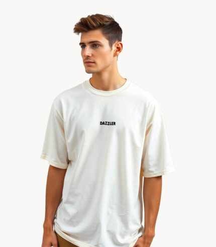 Oversized T-Shirt Dazzler – Ανδρικό/Γυναικείο λευκό μπλουζάκι με φαρδιά γραμμή